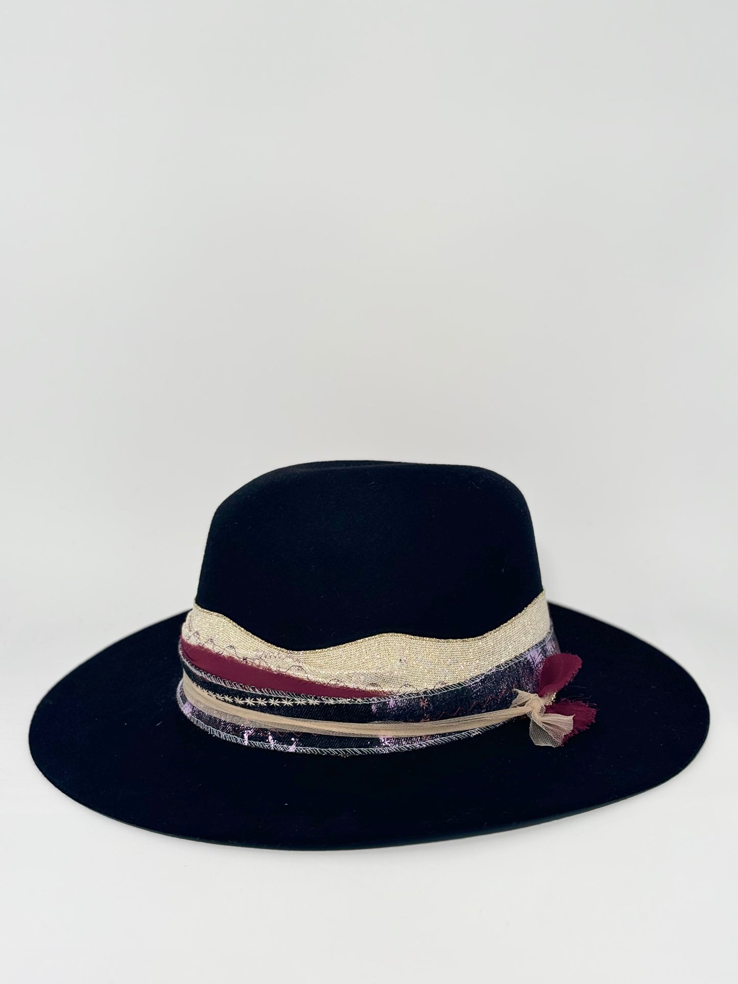 Black Asymmetrical- Custom Felt Hat