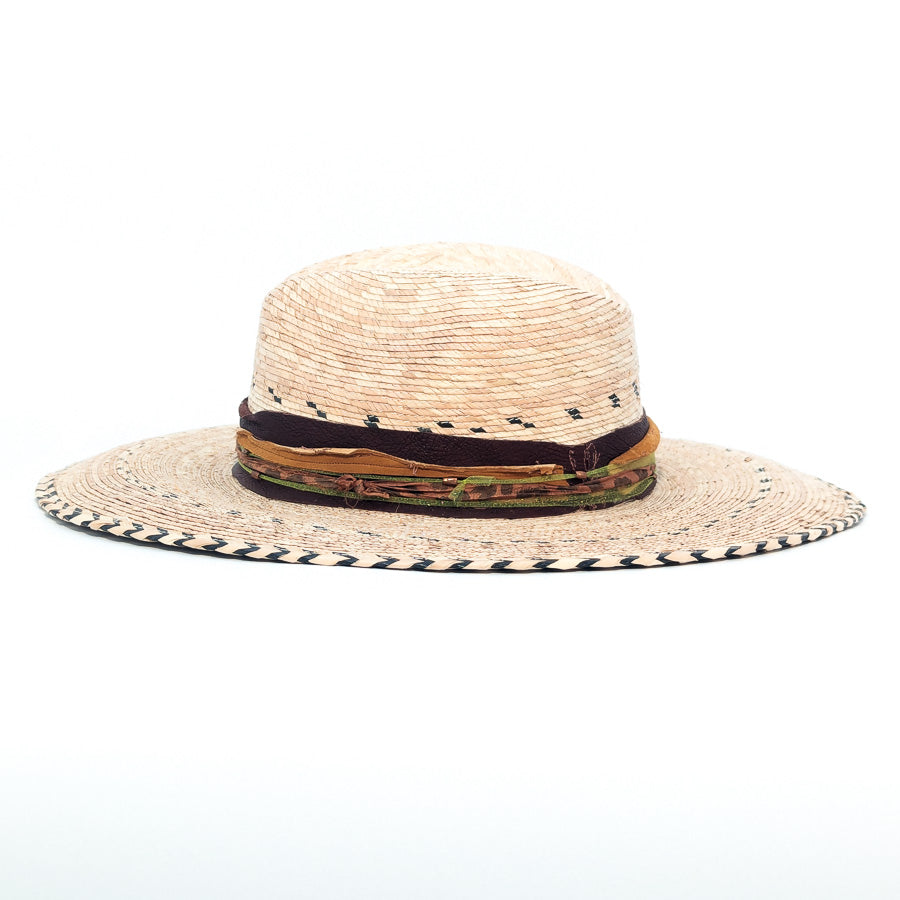 Light Palm Pinched  - Palm Straw Hat