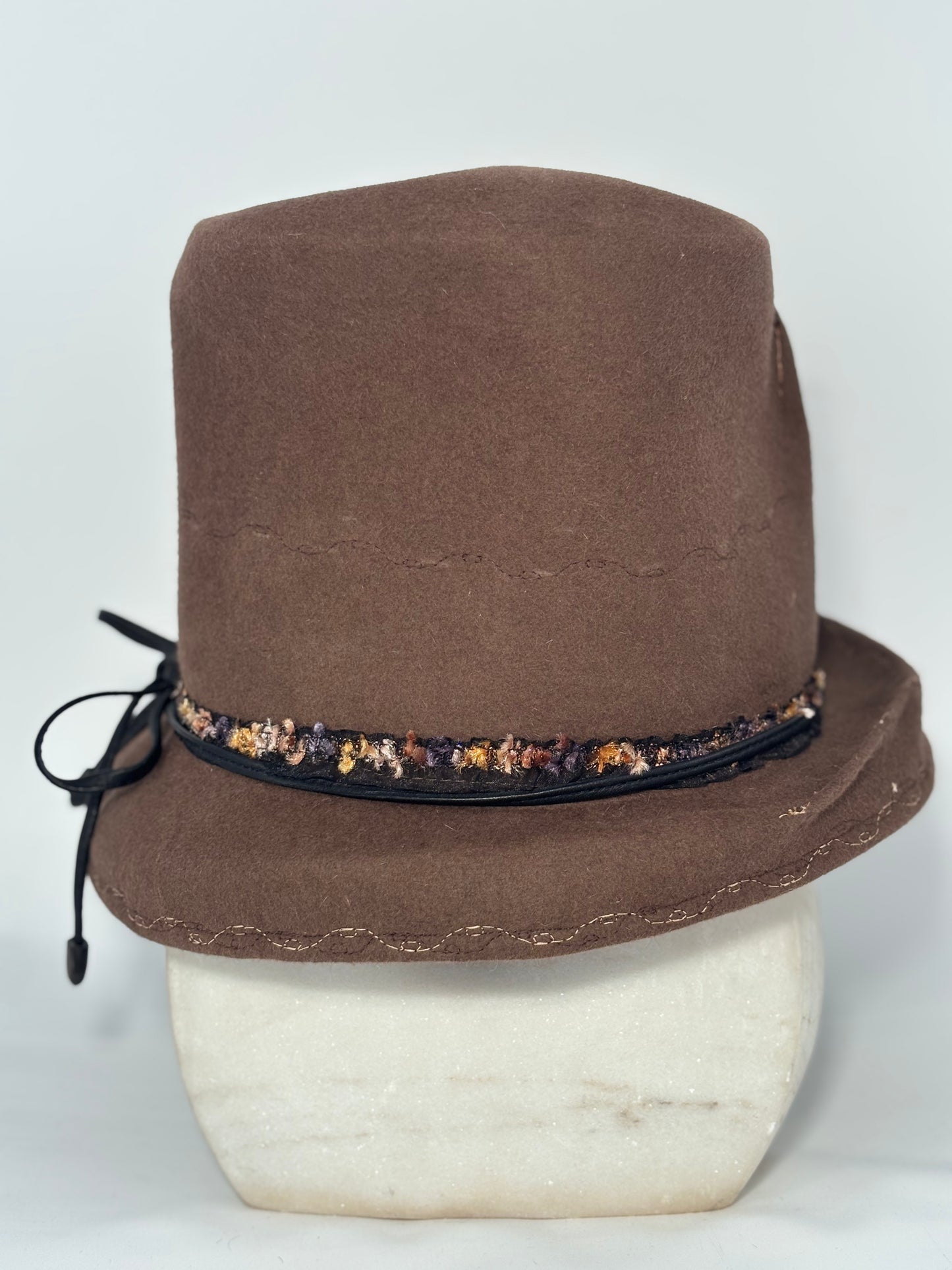 Brown Abstract Pinch - Milliner Felt
