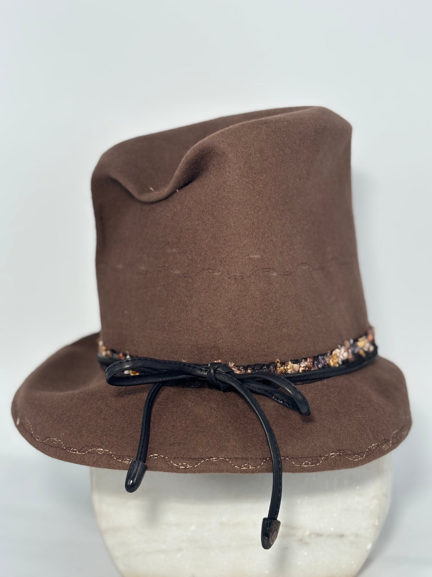 Brown Abstract Pinch - Milliner Felt