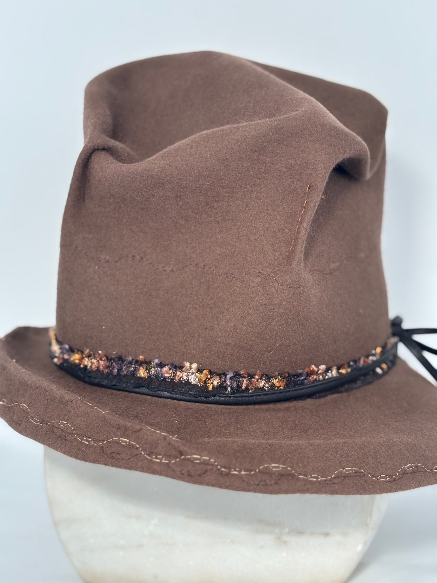 Brown Abstract Pinch - Milliner Felt