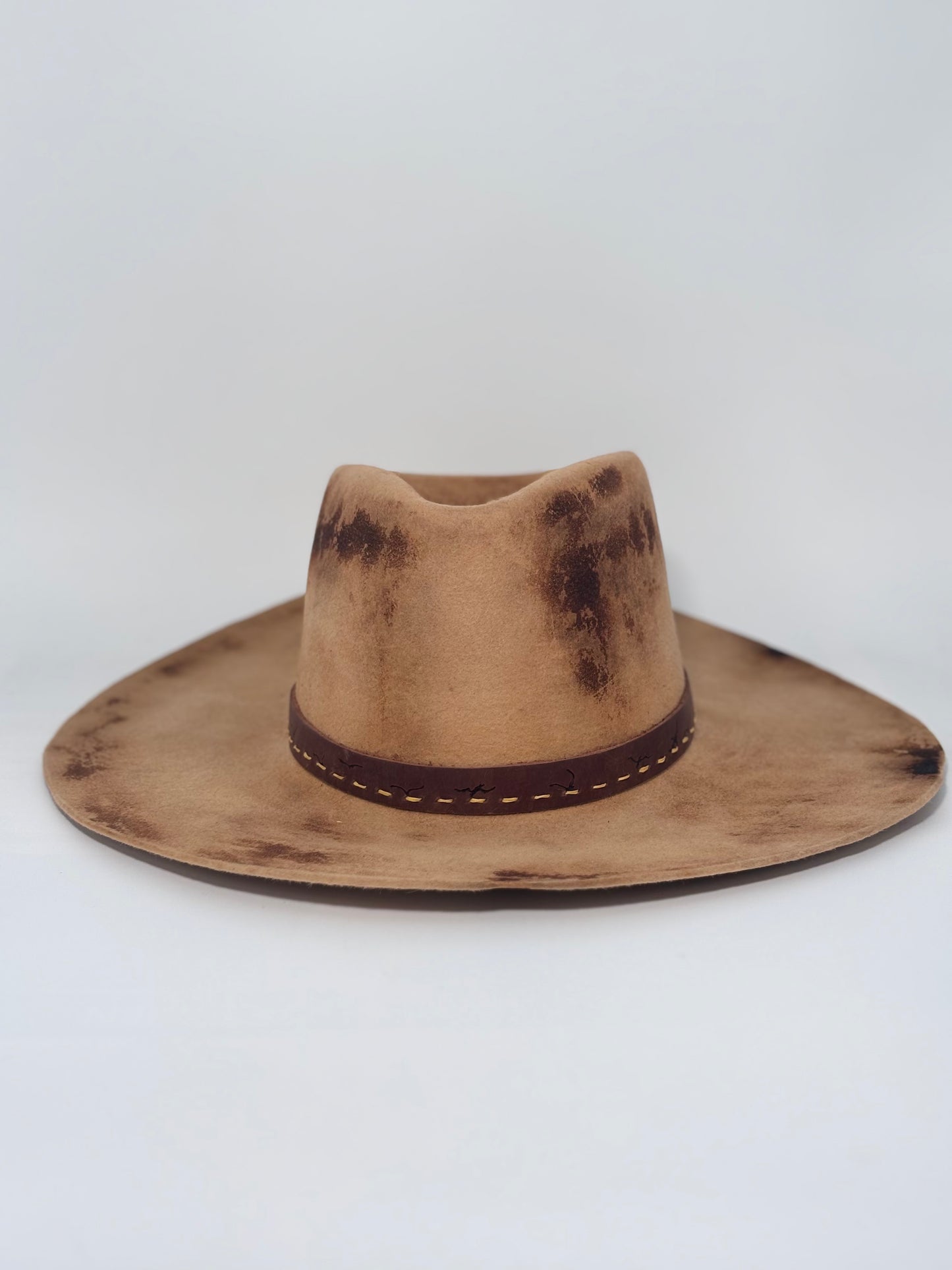 Peach Burn Pinch- Custom Felt Hat