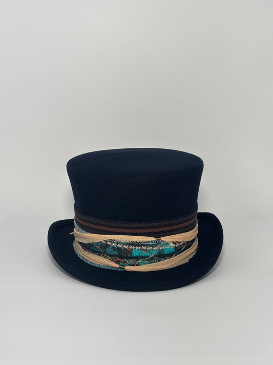 Navy Blue Top Hat- Custom Milliner Hat