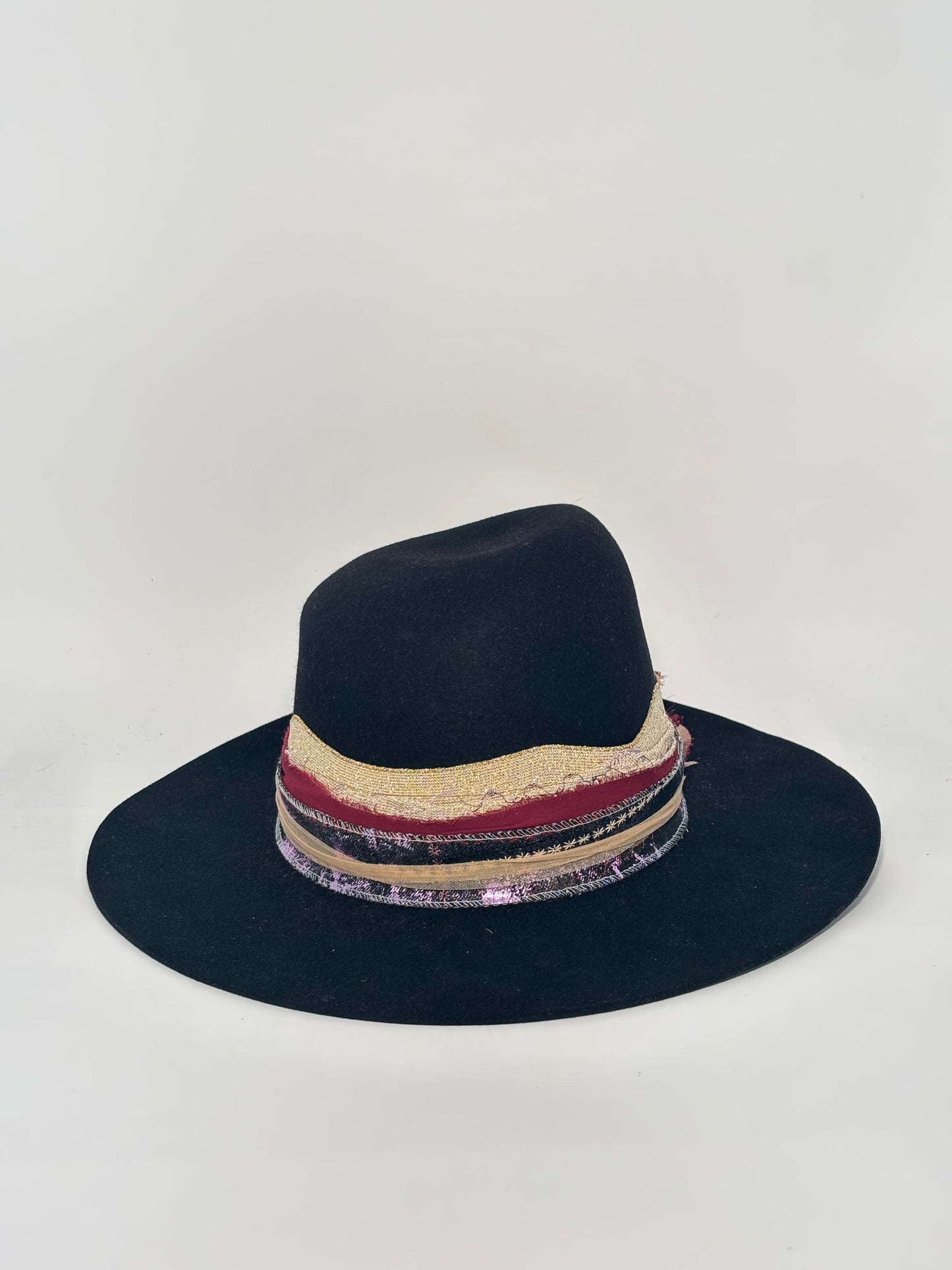 Black Asymmetrical- Custom Felt Hat